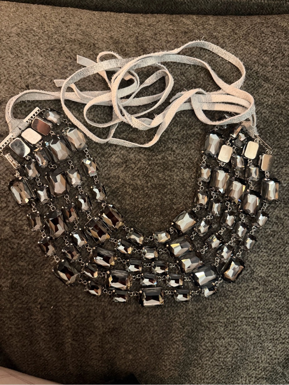 Rare Bird Women's Multi-Strand Crystal Statement Necklace - Silver Gray